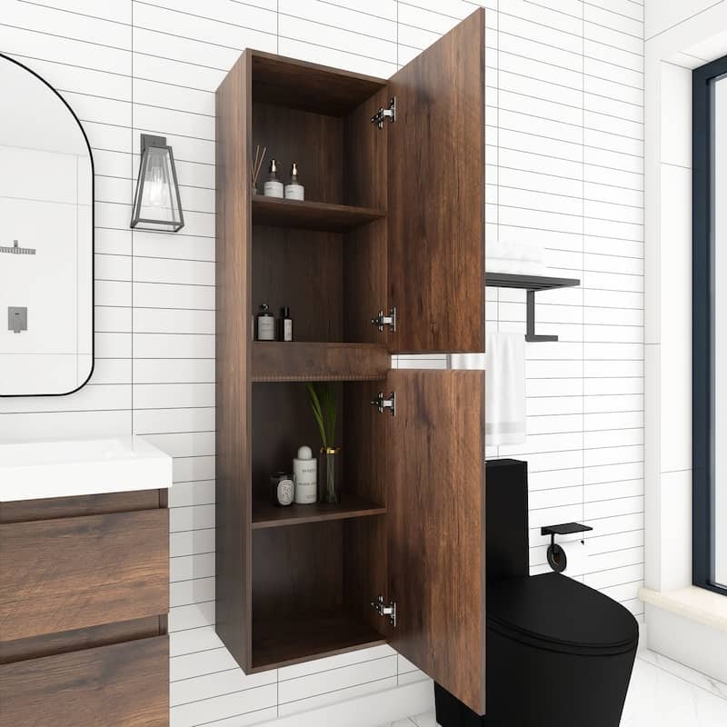 60" Tall MDF 2-door Accent Cabinet with Interior Shelves - 15.75'' x 59''