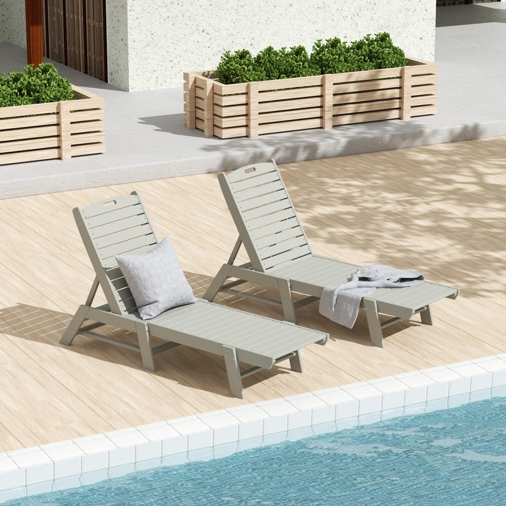 Laguna Hdpe All Weather Outdoor Patio Pool Reclining Armless Chaise Lounge (Set Of 2)