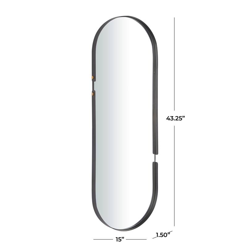 Metal Oval Wall Mirror - Black - CosmoLiving by Cosmopolitan - 2"W x 15"L x 43"H