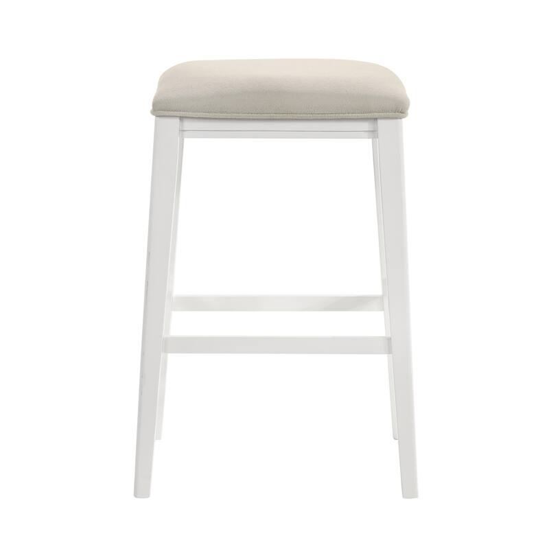Jane Contemporary Transitional Backless Wood Counter Height Kitchen Bar Stool with Fabric Upholstered Seat