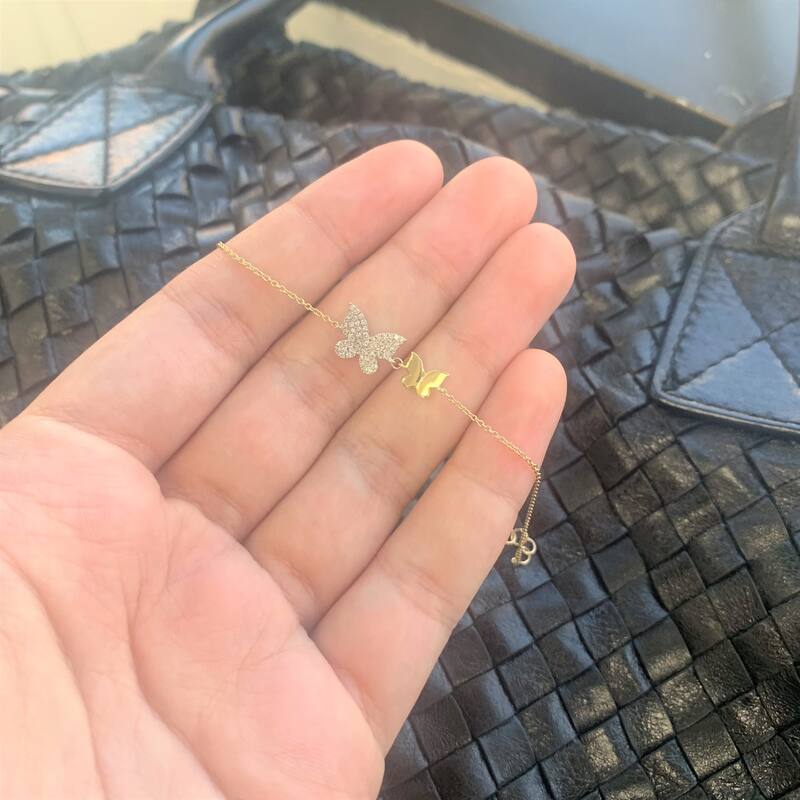 Joelle Collection Diamond Pave Butterfly Bracelet 14K Gold 0.15 ct. TDW