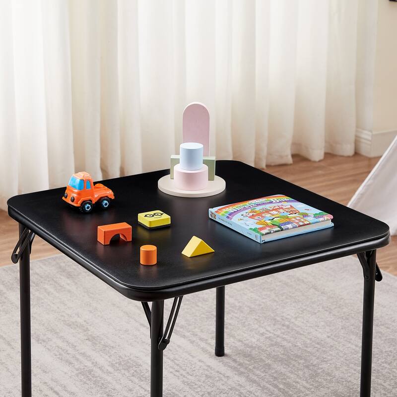 Kids Folding Card Table, Foldable and Portable, with Ultra Soft PU Padded Cushion, Black