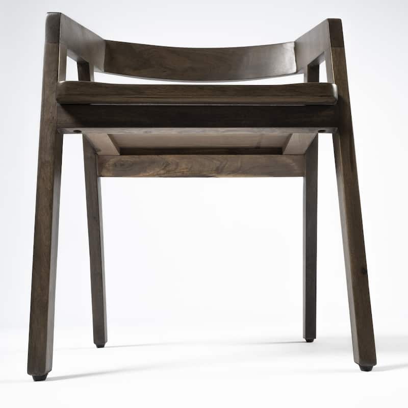 Set of 2 Brown Wooden Dining Armchairs with Open Back for Living Room and Dining Room - 29”H x 22”W x 20”D