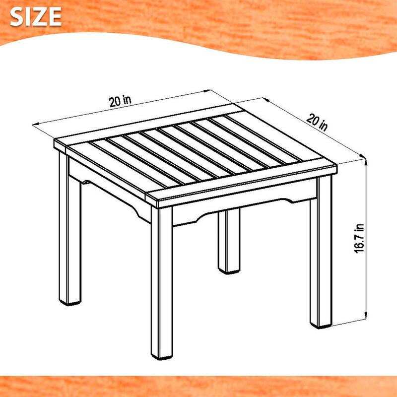 Amazonia Patio Side Table Eucalyptus Wood Square Outdoor Accent Table 19-in - Kingsbury