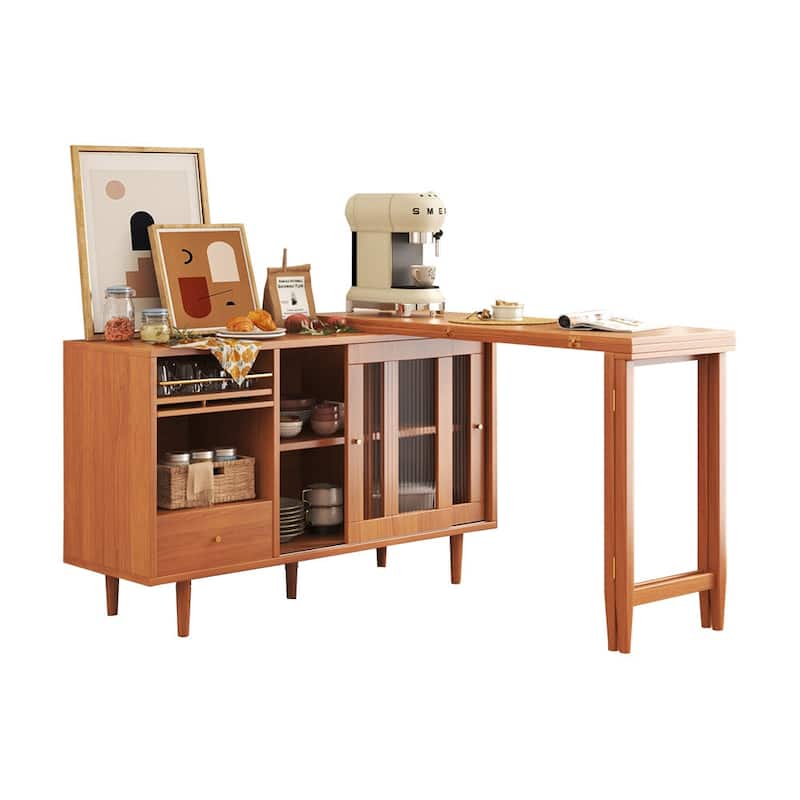 JASIWAY 2-in-1 Buffet Sideboard with Extendable Dining Table