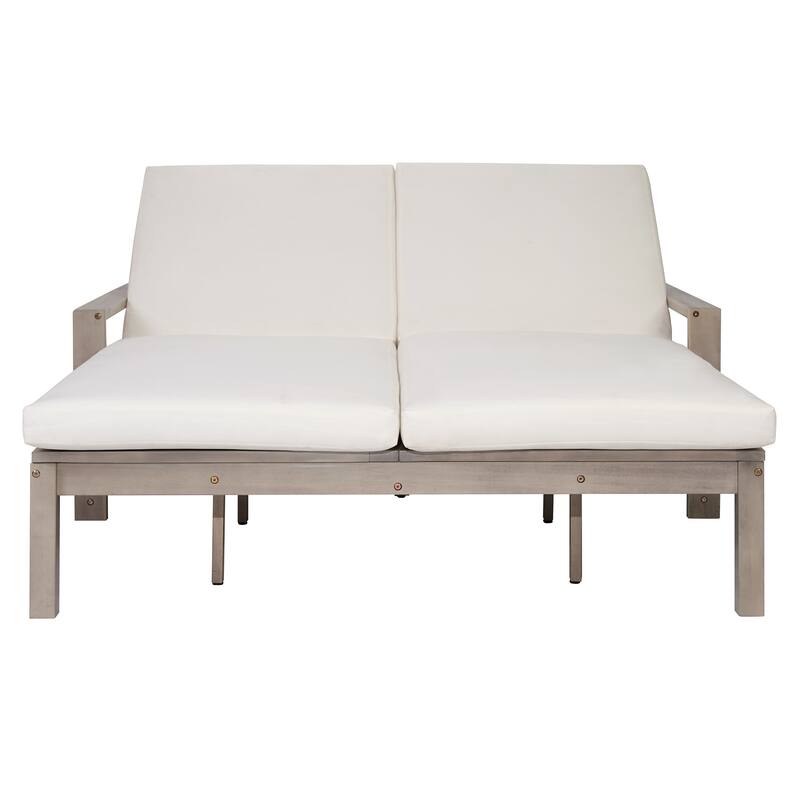 Outdoor Double Chaise Lounge Chair with Dual 5-Position Backrests by Leisure Zone