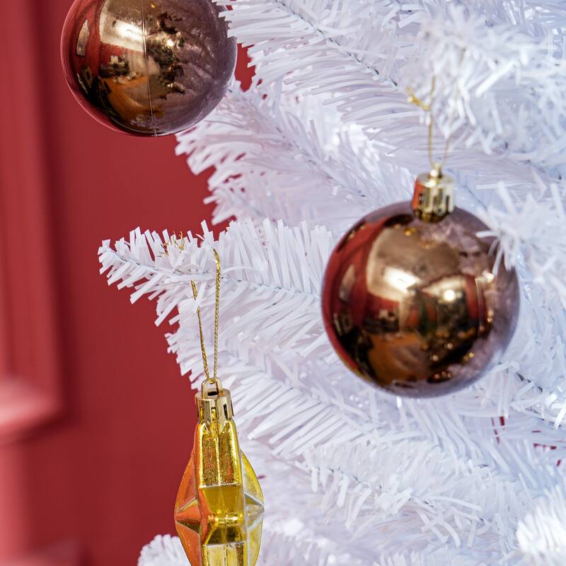 Christmas Tree, 8ft Pencil Artificial Christmas Tree with Realistic Branches and 618 Tips, Plastic Base - White