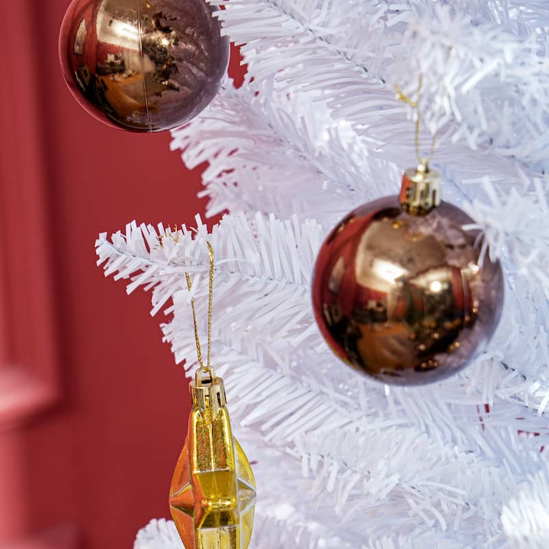 Slim Artificial Pencil Christmas Tree - Realistic Branches, Plastic Base - White