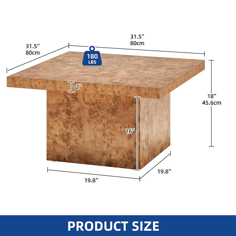 Moasis Modern Square Coffee Table with App-Controlled LED Lights