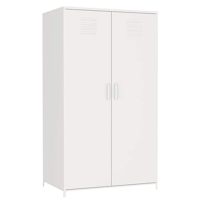 Double Doors Metal Locker Cabinet Storage with Hanging Rod and Shelves for Bedroom School Classroom