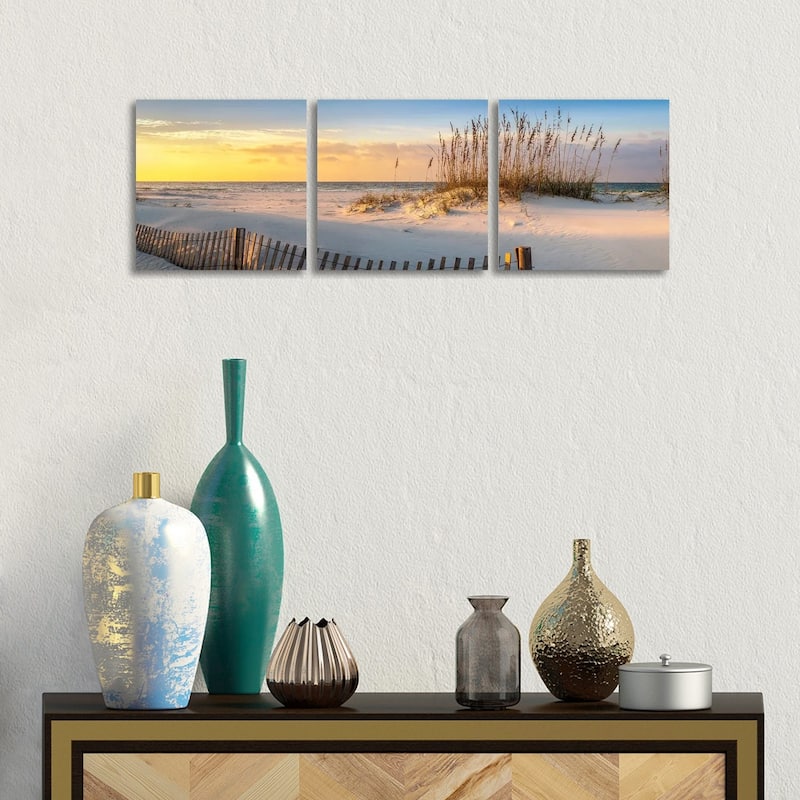 iCanvas "Pensacola Beach Sunrise" by H.J. Herrera 3-Piece Canvas Wall Art Set - 12x36x1.5