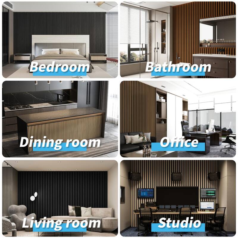 4 Panels 93"x12" MDF Slat 3D Wall Paneling Cover 31 Sq.Ft. - N/A