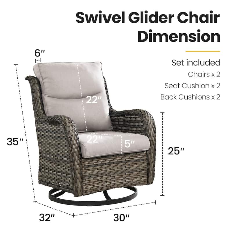 igh Back Outdoor Swivel Patio Wicker Chairs Set of 2