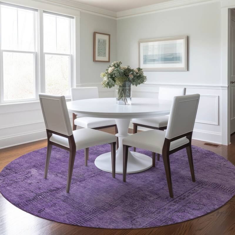 Machine Washable Indoor/ Outdoor Chantille Boho Moroccan Rug - Purple - 8' x 8'
