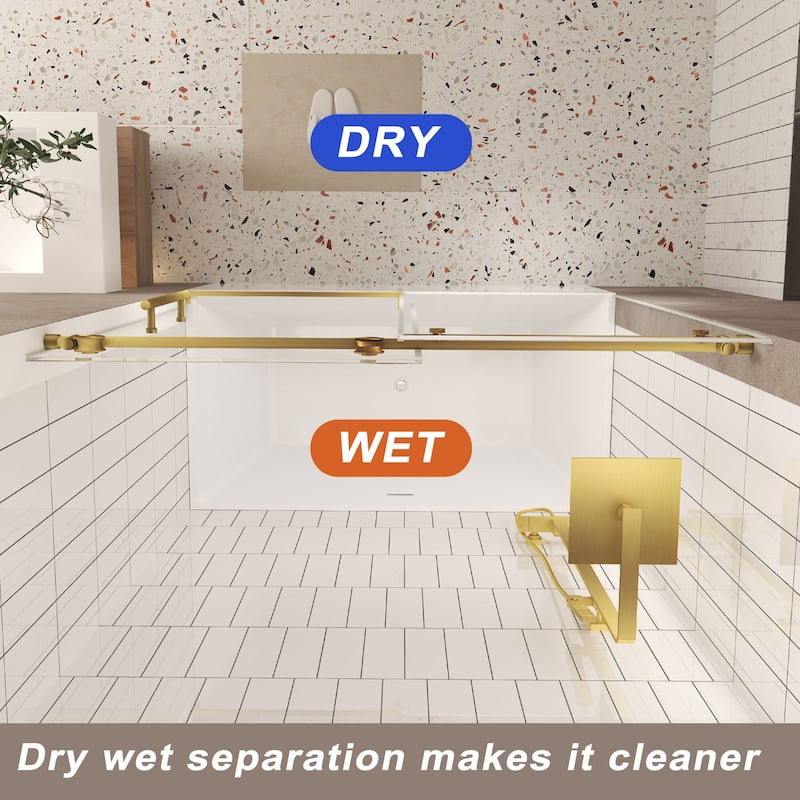 60 "W x 60" H Frameless Shower Door with Stainless Steel Handle - 60'' x 0.31'' x 60''