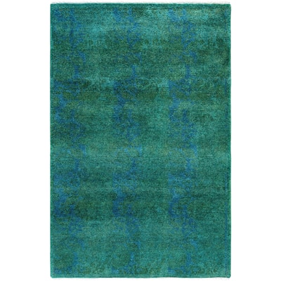 Overdyed One-of-a-Kind Hand-Knotted Area Rug - Green - 2' 9" x 4' 2"
