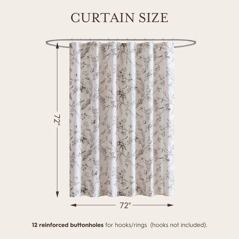 Laura Ashley Branch Toile Shower Curtain - Slub 160gsm