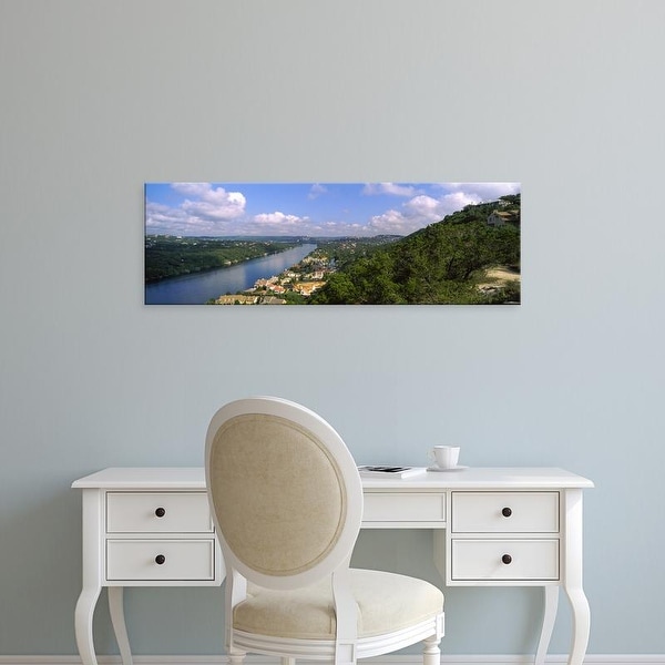 Easy Art Prints Panoramic Images's 'View of a city at the waterfront, Austin, Travis Texas' Premium Canvas Art