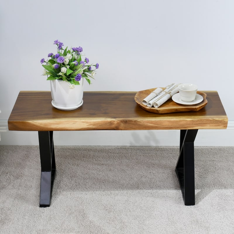 Natural Wood Rectangle Bench