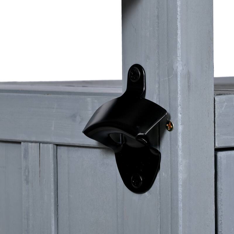 65" Outdoor Potting Bench with Stainless Steel Top, Rolling Garden Workstation with Hutch & Storage