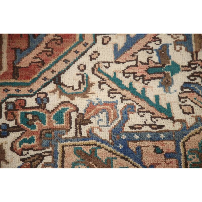 Hand Knotted Oriental 100% Wool Carpet Traditional Medallion Red Heriz Area Rug - 11' 2'' X 8' 3''