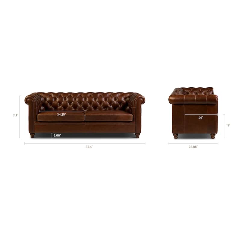 Poly & Bark Lyon 87" Sofa - Full Grain Genuine Italian Leather