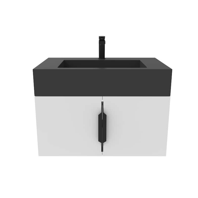 Nile 30-Inch Wall Mounted Bathroom Vanity Set w/ Black Top