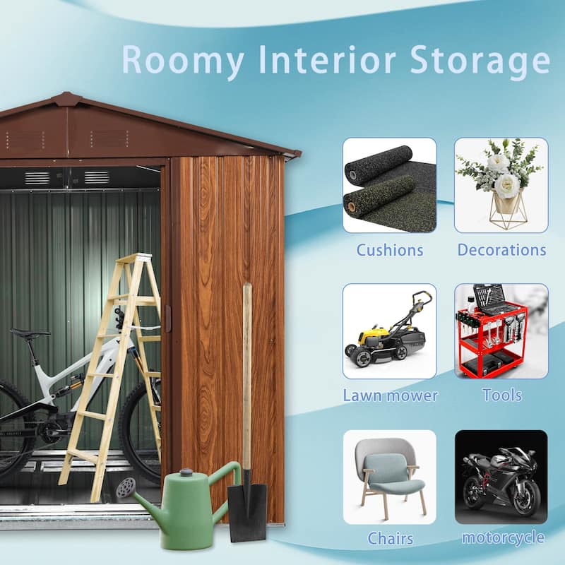 6 x 6 FT Outdoor Metal Storage Shed with Metal Floor Base & Window