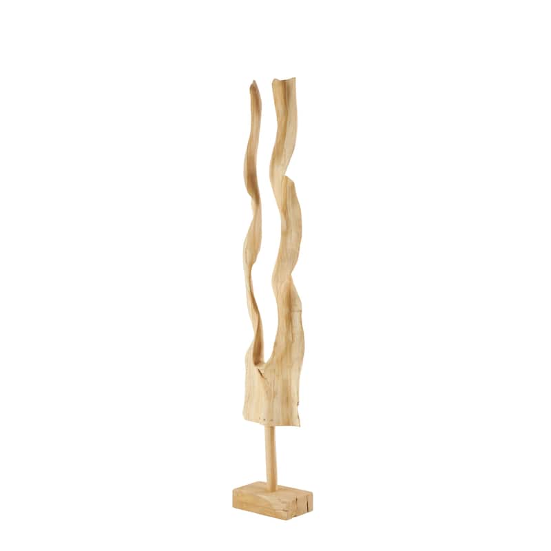 Teak Wood Abstract Handmade Live Edge Floor Sculpture - Brown - Roche River Decor - 14"W x 12"L x 60"H