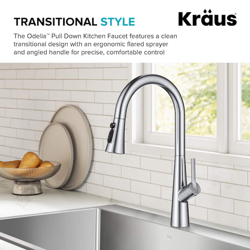 KRAUS Odelia 4-Function Single Handle Pull Down Kitchen Faucet