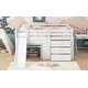 preview thumbnail 8 of 14, Full Size Low Loft Bed with Slide, 3 Storage Drawers and 2 Doors