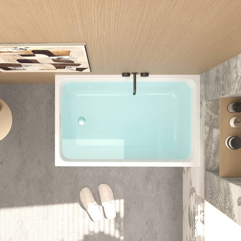GDFStudio - Alistair Compact Freestanding Soaking Bathtub with Supportive Built-In Seat