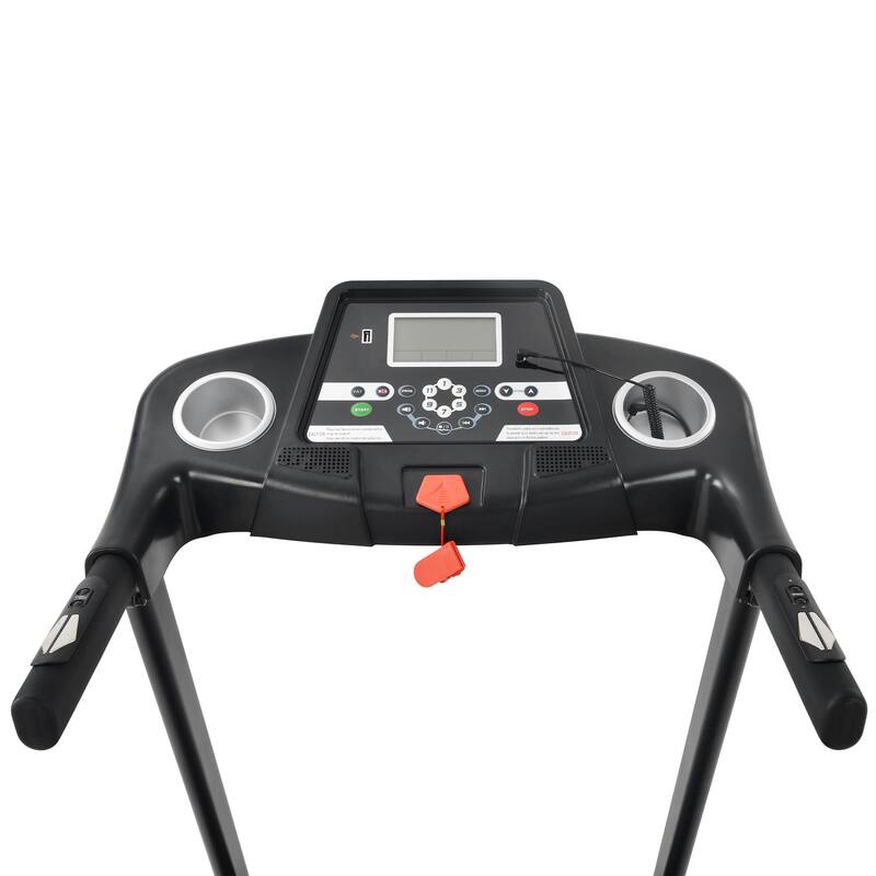3.5HP Quiet Folding Treadmill with 12 Program, Incline Electric Treadmill with Heart Rate Monitor, Shock Absorption, Cup Holder