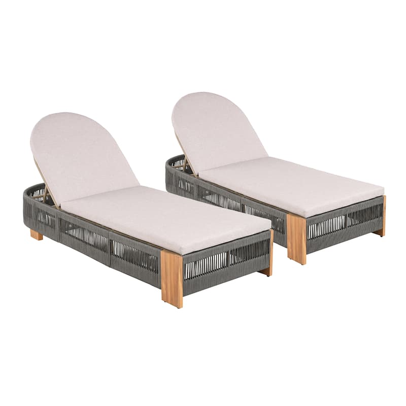 Spruce & Spring Khloe Outdoor Chaise Lounge Chair, Acacia wood Pool Chair