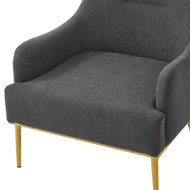 Christopher Knight Home - Modern Upholstered Armchair with Gold Metal Legs and Curved Backrest