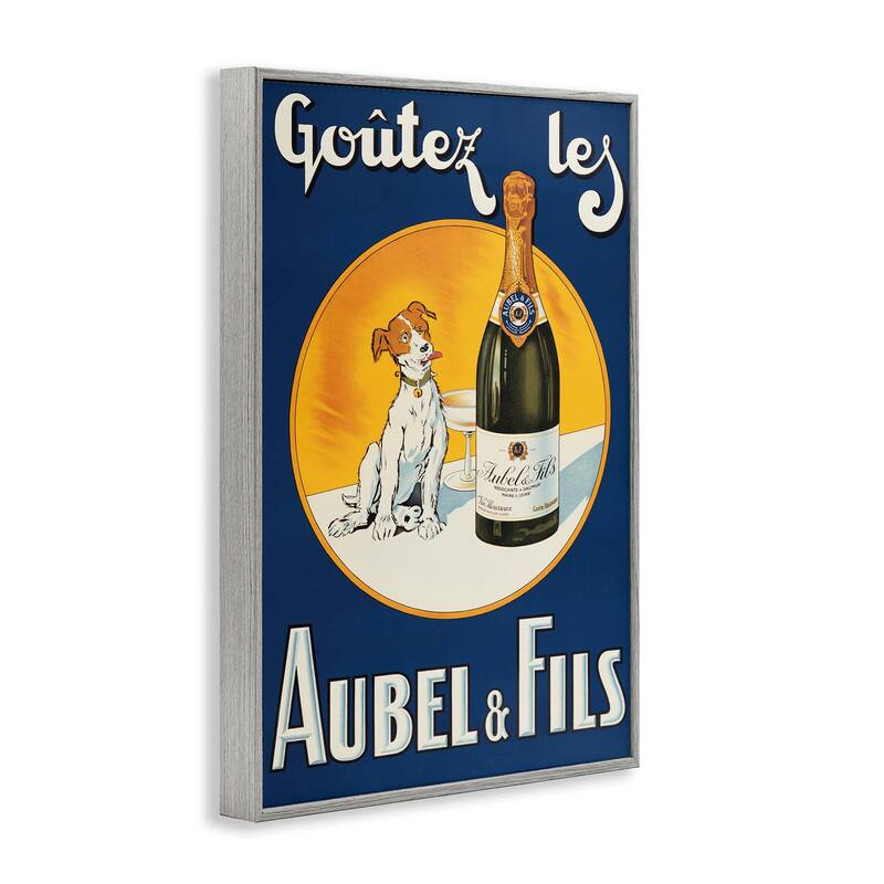 Stupell Dog & Wine Advertisement Framed Giclee Art Design By Marcus Jules