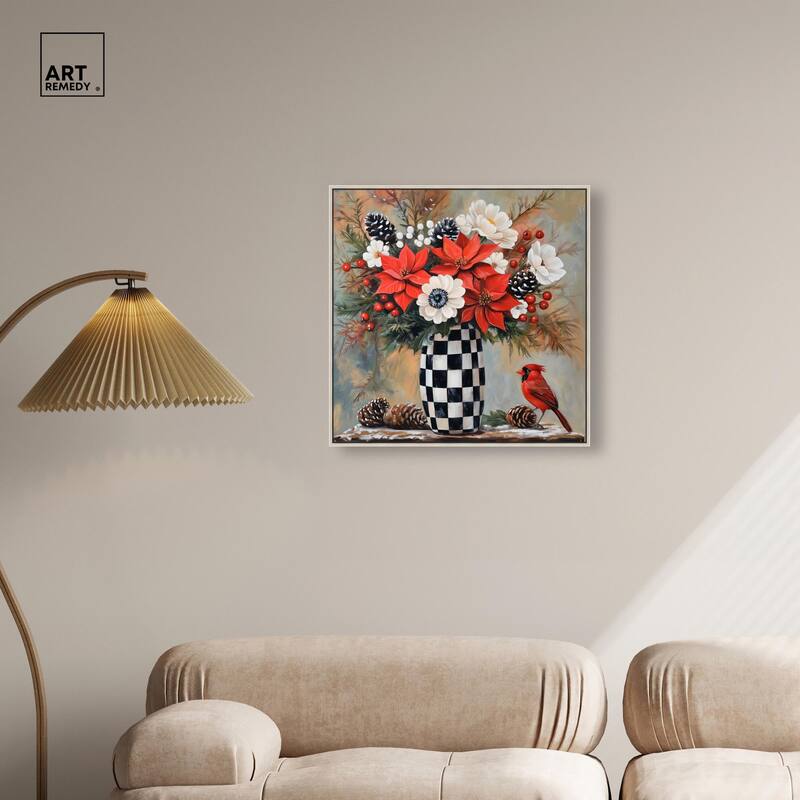 Checkerboard Vase Blooms II Canvas by Art Remedy