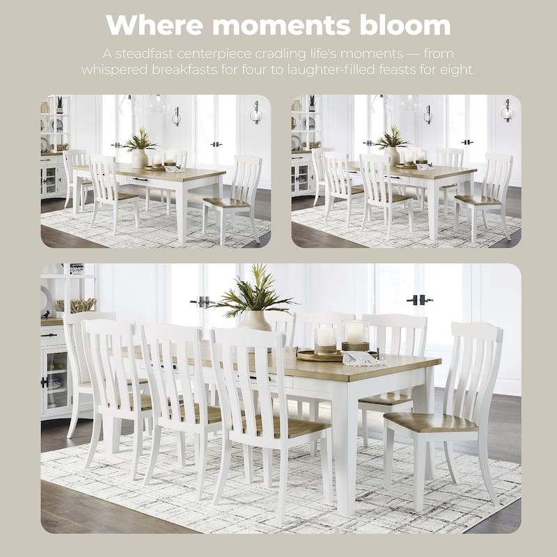 Signature Design by Ashley Ashbryn White/Brown Dining Table - 86" W x 42" D x 30.9" H