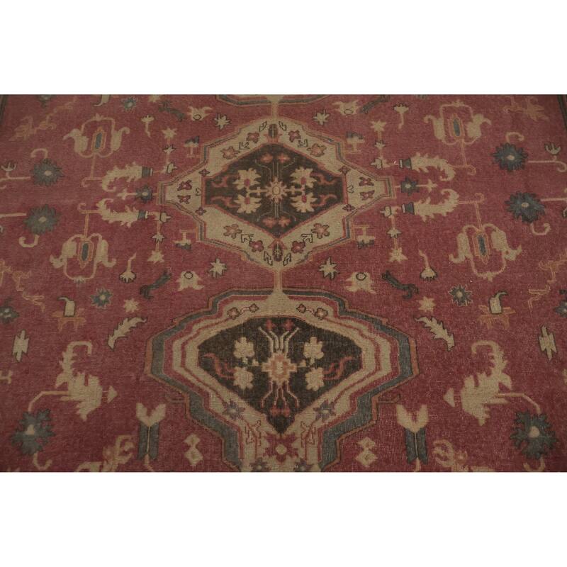 Hand Knotted Oriental 100% Wool Carpet Traditional Floral Pink Ziegler Area Rug - 11' 4'' X 8' 10''