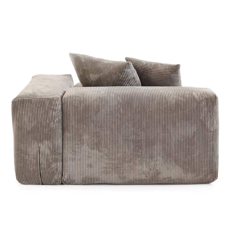 L Shaped Modern Sectional Couch Sofa with 5 Pillows and Chaise Ottoman, Cushion Covers Removable