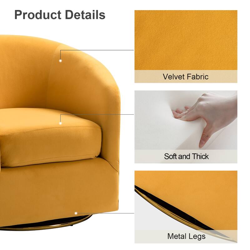 Eleuterio Modern Upholstered Swivel Accent Barrel Chair with Metal Base Set of 2 by HULALA HOME