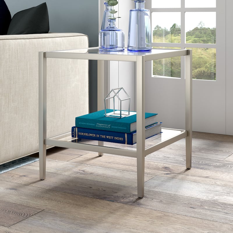 Hera 20" Wide Square Side Table with Mirror Shelf - 20" Wide