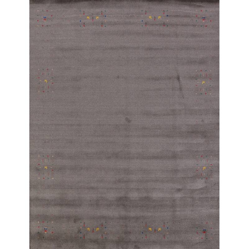 Hand Knotted Oriental 100% Wool Carpet Tribal Tribal Greys & Charcoal Gabbeh Area Rug - 10' 2'' X 8' 4''