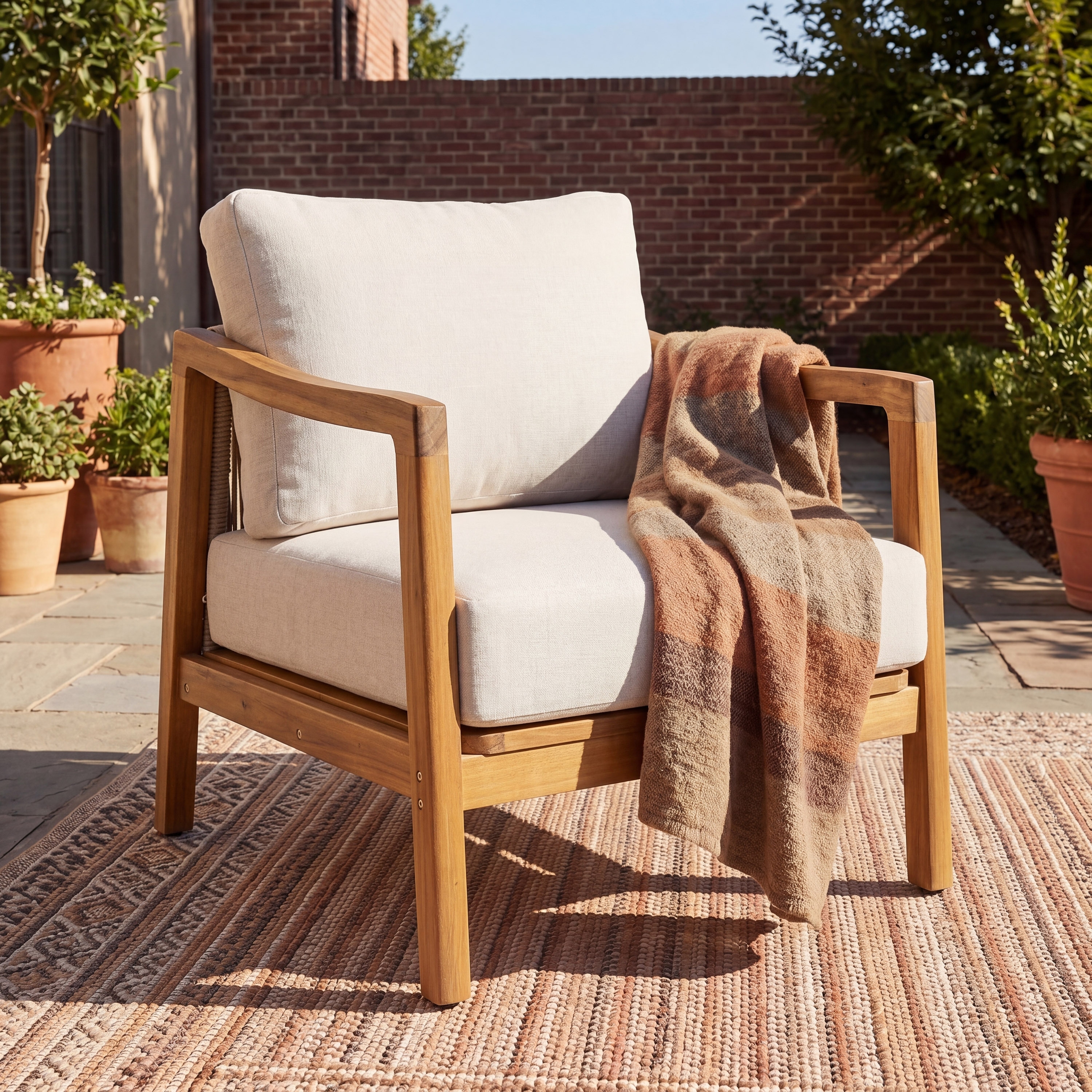Outdoor Club Chair Side Chair Accent Chair with Cushions, Reading Chair Coffee Chair Leisure Chair Lounge Chair