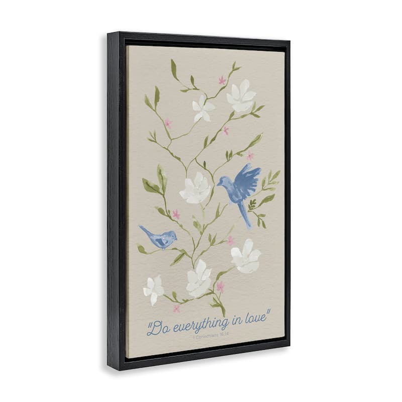 Stupell Floral Do Everything In Love Framed Floater Canvas Wall Art Design By Lucille Price