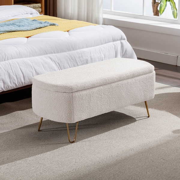 White ottoman bench with storage discount