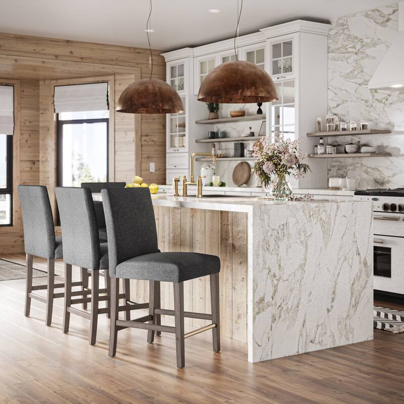 Laura Upholstered 25" Counter Height Bar Stool - Grey