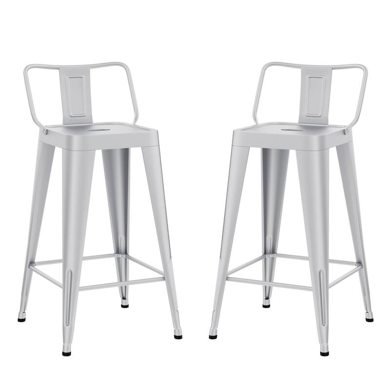 Metal Counter & Bar Stools Set of 4, 26" and 30" Seat Height Barstools with Metal Frame and Low Back for Kitchen lsland