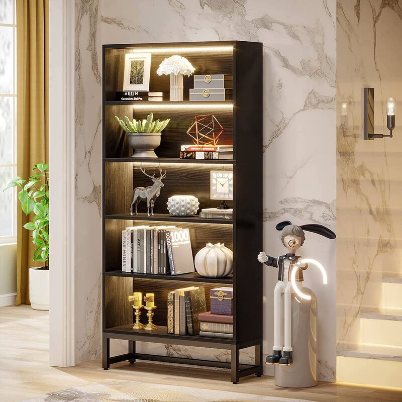 71-inch Tall 5-tier Transitional Wooden Bookcase - 31.5”L* 11.81”W* 70.87”H