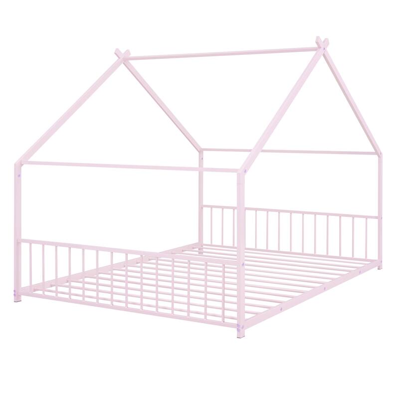 Full Size Metal House Bed for Home Office